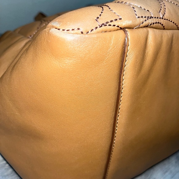 Coach Tan Leather Tote with Gold Accents - Picture 8 of 10